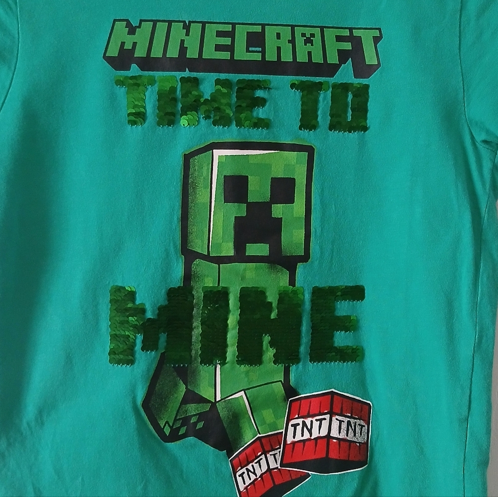 Minecraft Creeper Color-changing  Sequin Kids T-Shirt